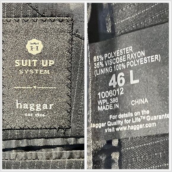 Haggar Suit Up 46L Dark Gray Multi-Stripe Mens Blazer Suit Jacket - Picture 16 of 16